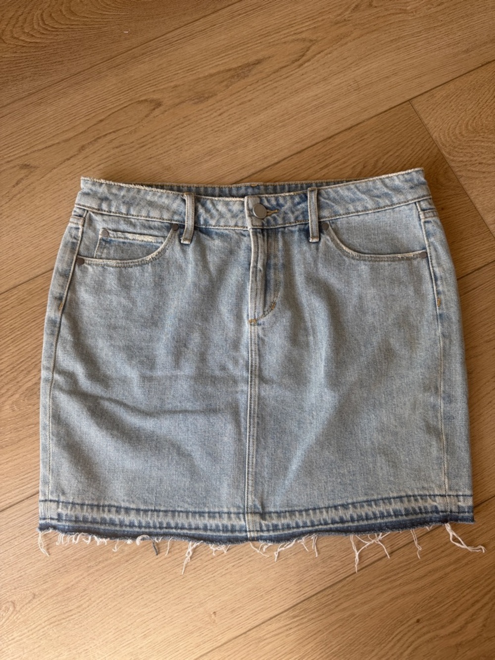 Articles Of Society Light Blue Denim Mini Skirt - Raw Hem